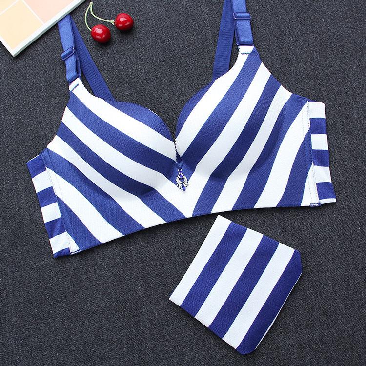 Striped Longline Push Up Bra