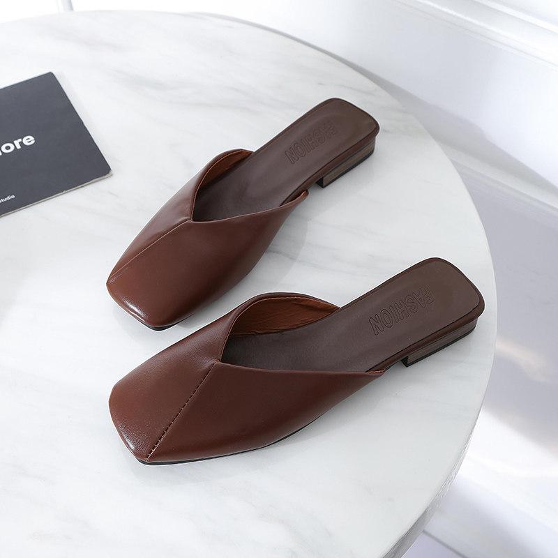 Square Toe Leatherette Slipper Shoes