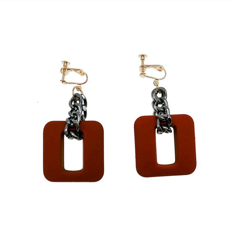 Chunky Square Link Dangler Earrings - Theone Apparel