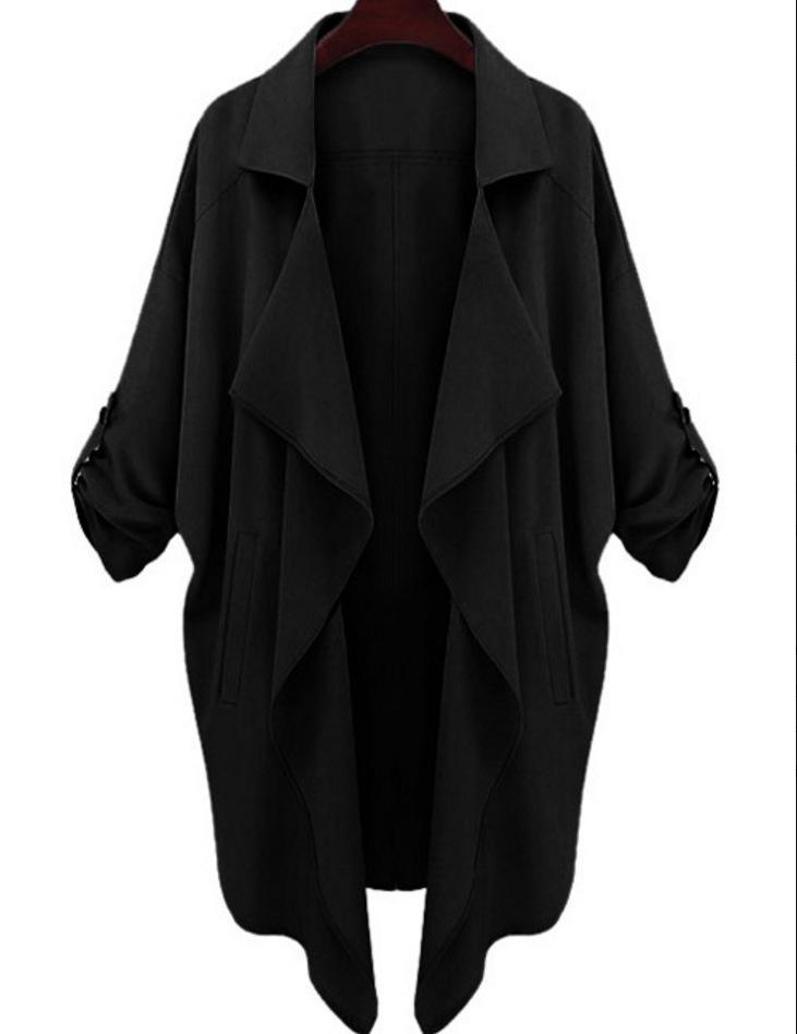 Cuff Sleeve Collared Cape Coat - Theone Apparel