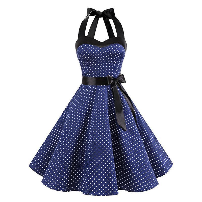 Polka gestippelde taille tie -jurk