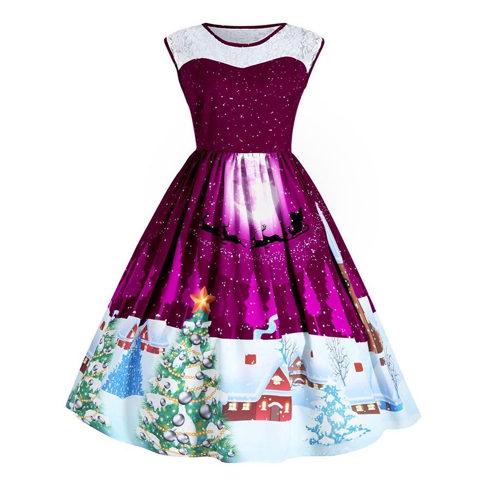 Ärmelloses Weihnachtsfeierkleid in Übergröße