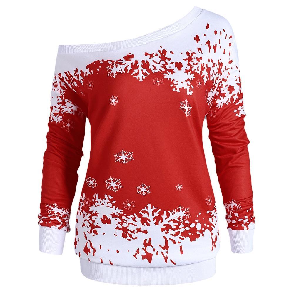 Snowflake One épaule plus taille sweat-shirt