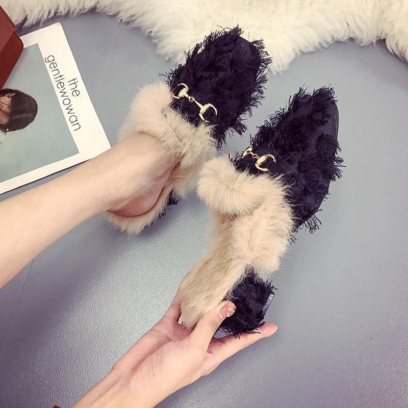 Distressed Fringe Fur Fashion Slippers - Theone Apparel