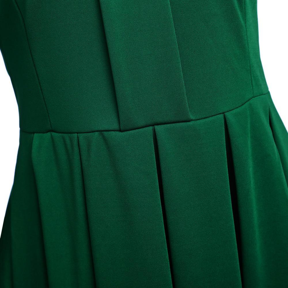 Emerald Lace Hem High Neck Dress - Theone Apparel