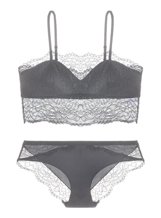 Fancy lace Bralette Top and Panty Set-Black-Theone Apparel