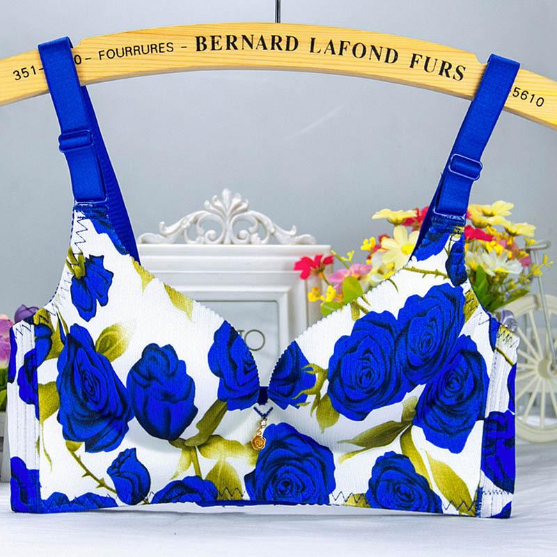 Floral Push Up Bra And Underwear-Blue-Theone Apparel