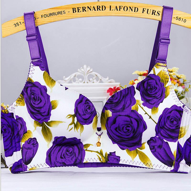 Floral Push Up Bra And Underwear-Purple-Theone Apparel