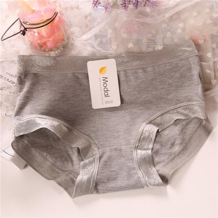 Flowery Trim Tummy Tuck Panty-Gray-Theone Apparel