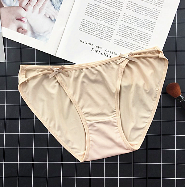 Full Coverage Low Waist Opaque Panties with Bows-Nude-Theone Apparel