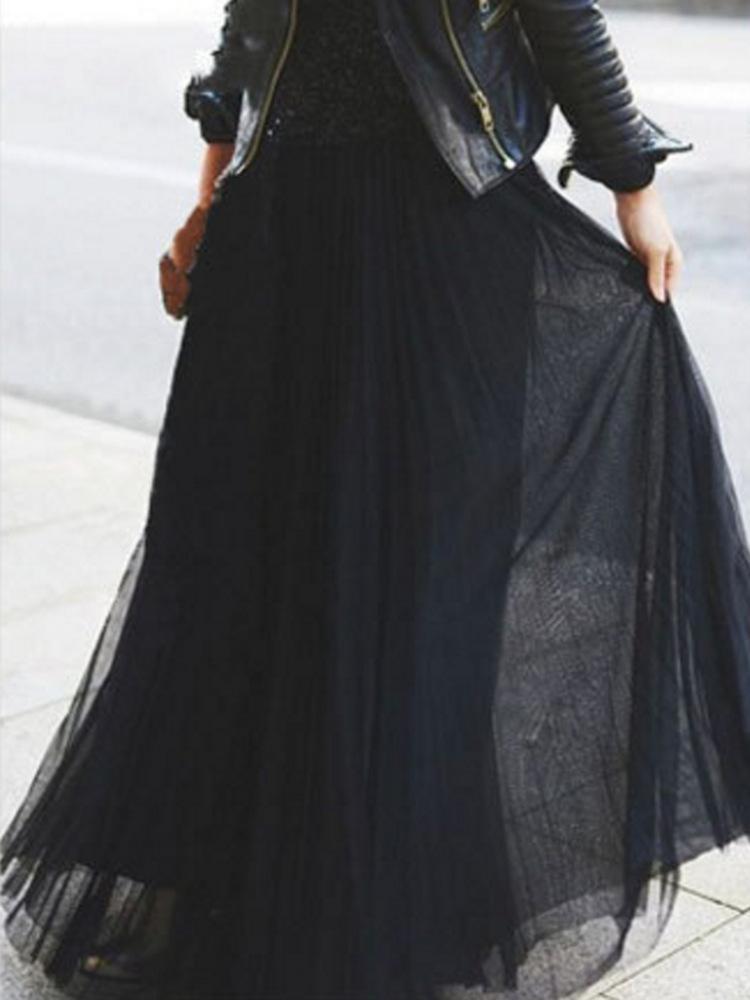 Full Length Pleated Layers Skirt - Theone Apparel