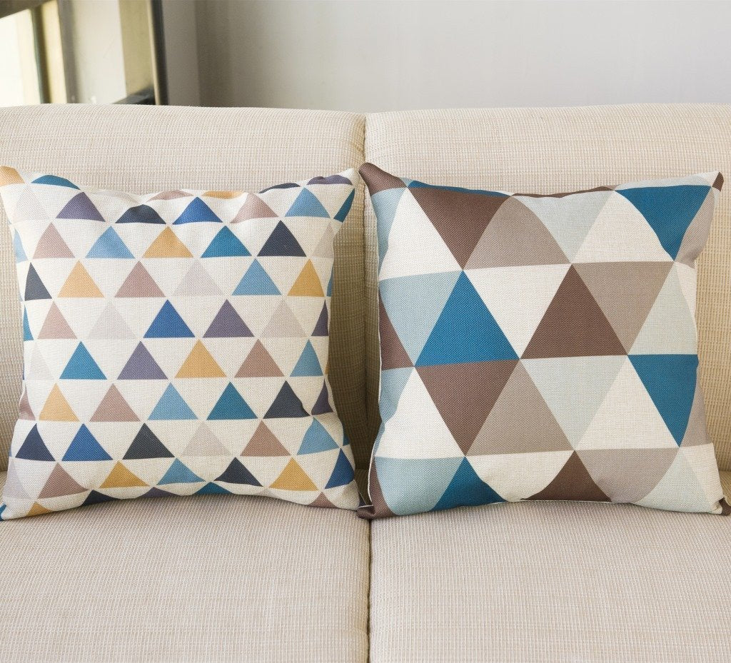 Geo Splice Triangle Print Pillow Covers