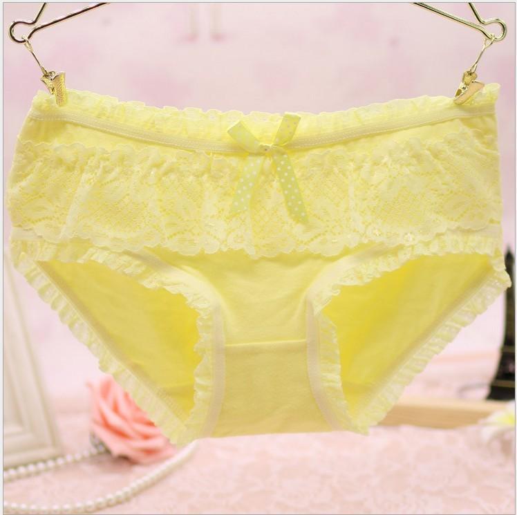 Girly Lace and Ruffles Bikini Panty-Yellow-Theone Apparel