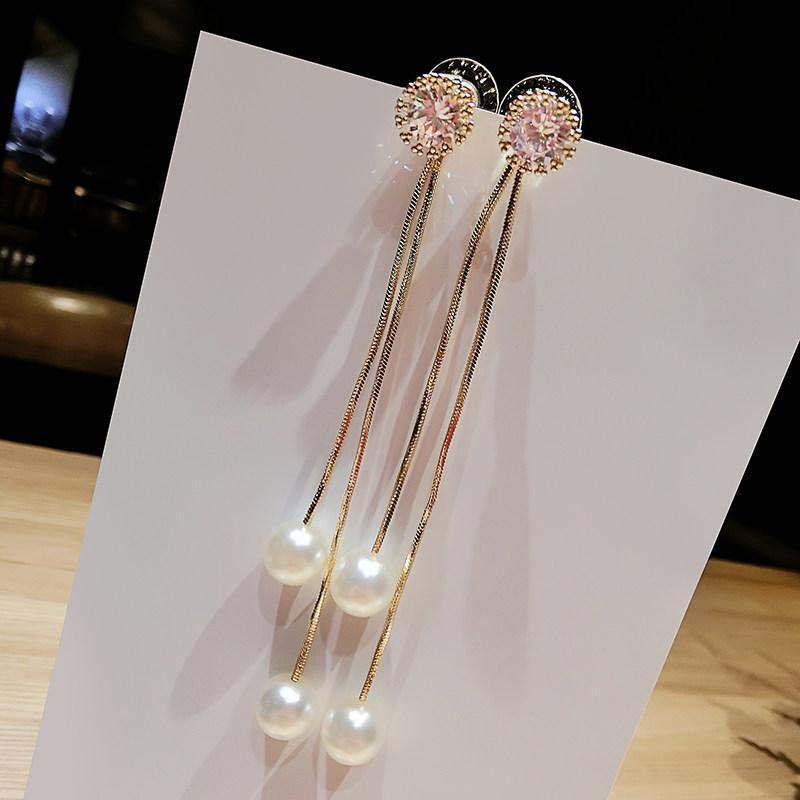 Aretes de borlas con cuentas Pearly Perfection