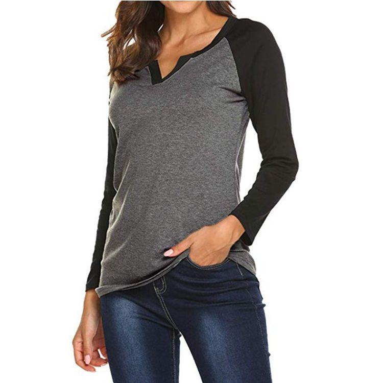 Two-Tone Notch Neck Raglan Tee