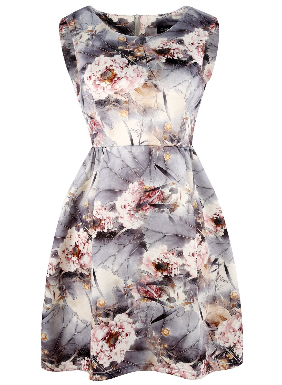 Robe A-line sans manches en satin floral