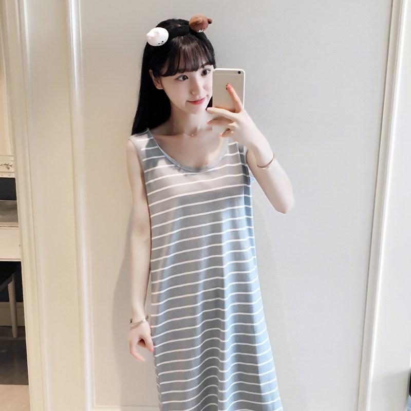 Horizontal Striped Sleeveless Casual Dress