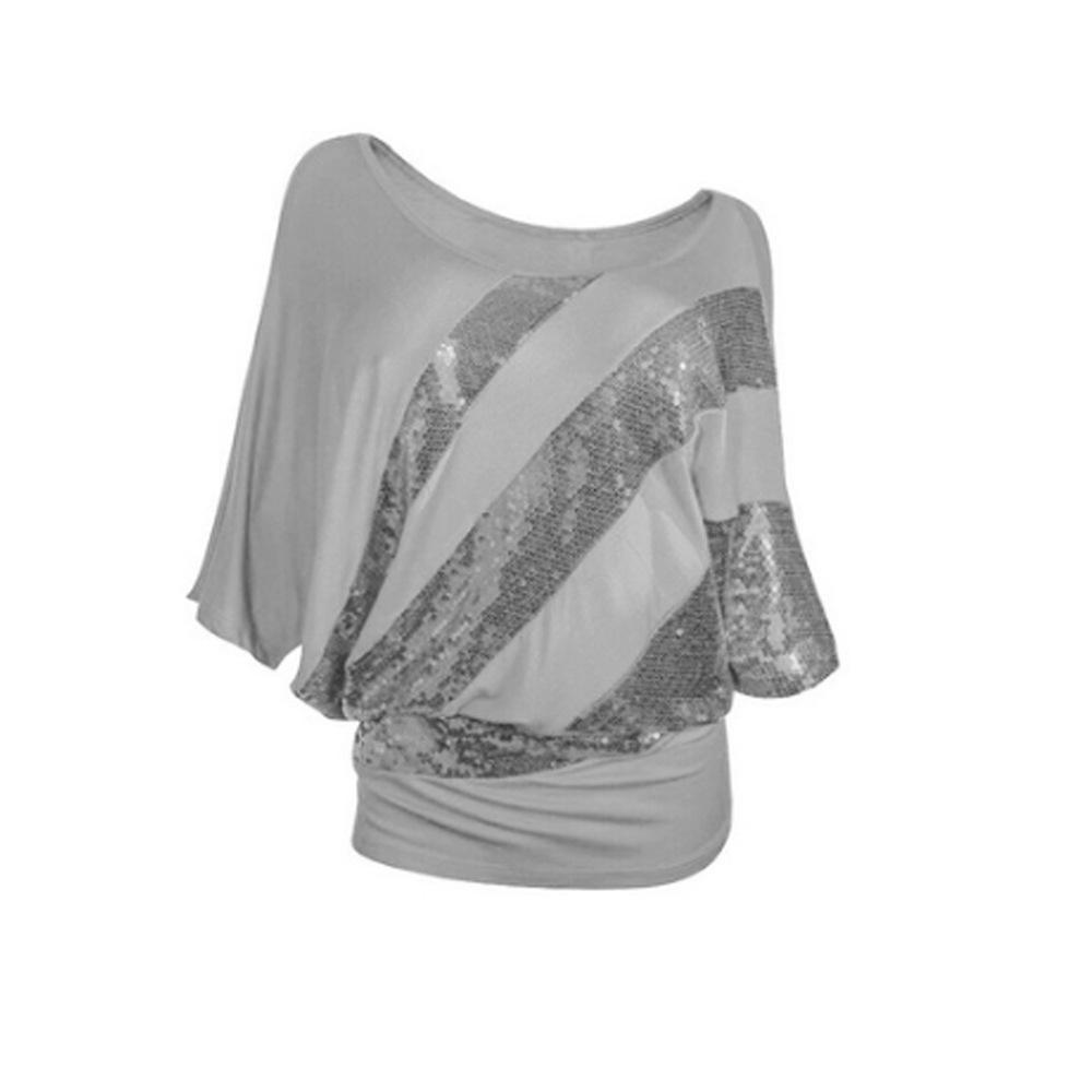 Top sul maglione laterale a strisce di paillettes