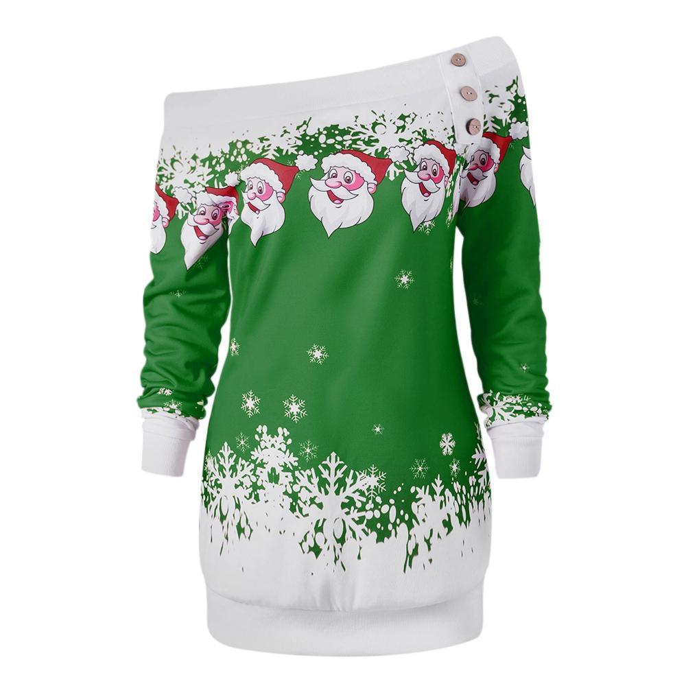 Santa Snowflakes Sweatshirt mit schrägem Hals