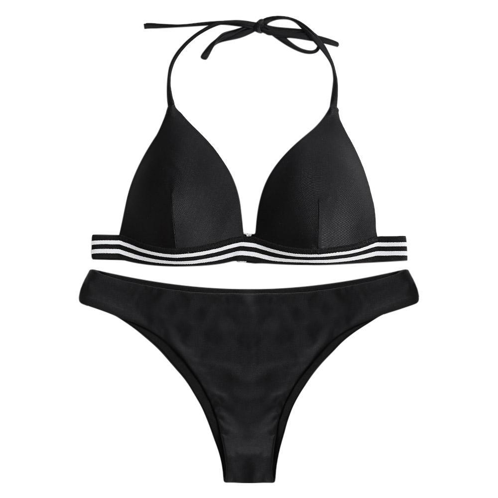 Halter Neck Ladies Bikini Set-Black-Theone Apparel