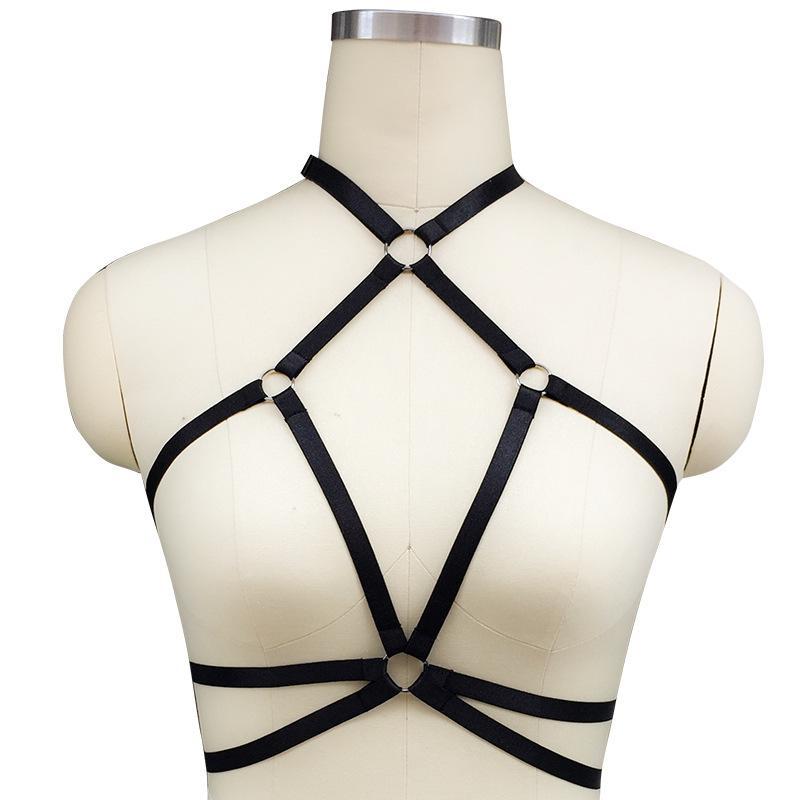 Hollow Out Open Bust Strappy Bra