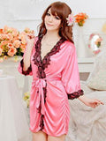 Lotus Lace Silky Lingerie Robe
