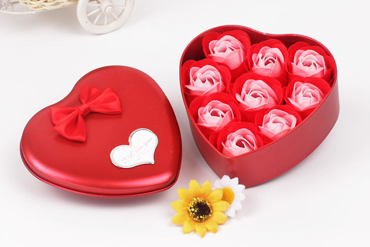 I Love You 100 pc Flower Rose in Heart Shaped Box-Heart Shape 9 Mini Flower Rose Gift-Theone Apparel