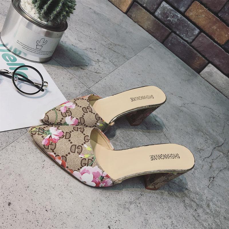 Floral Mode Print Kätzchen Heels