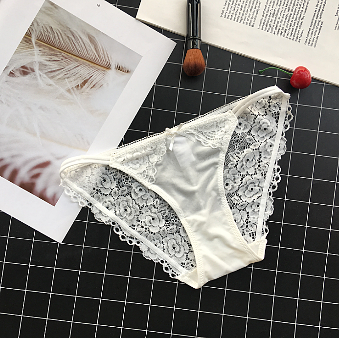 Lace Back Mesh Front String Waistband-White-Theone Apparel