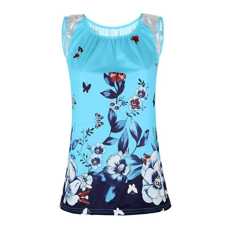 Top de encaje con estampado de mariposas