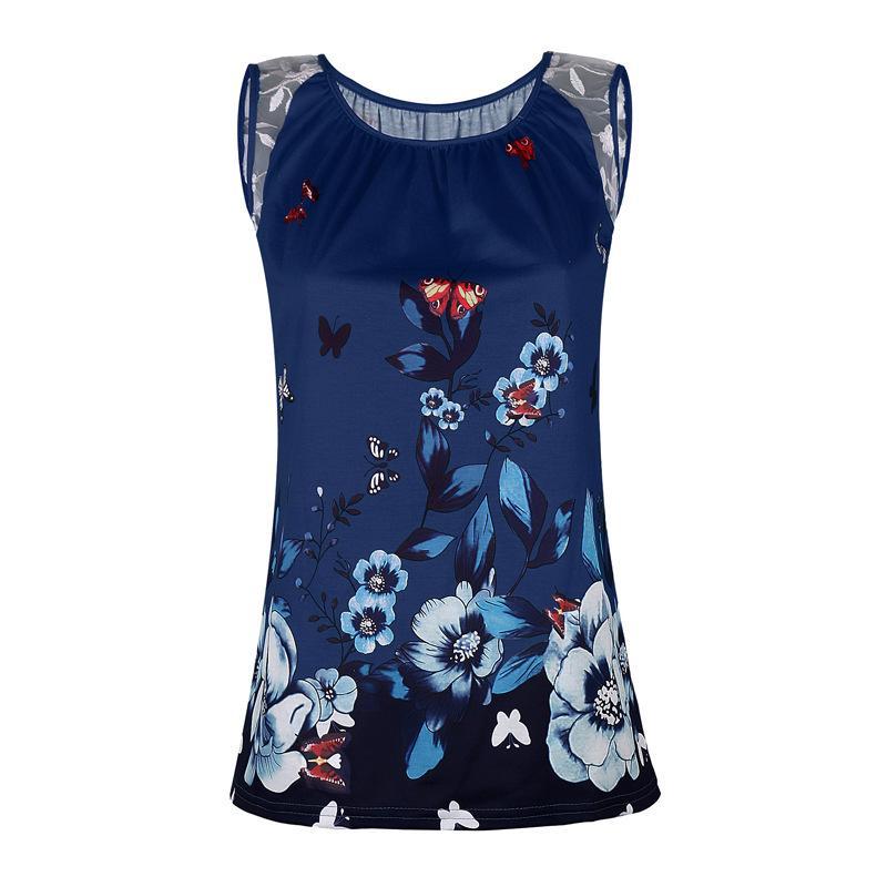 Top de encaje con estampado de mariposas