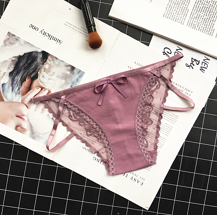 Lace Detailed Full Coverate panties with Ribbon Details-Pink-Theone Apparel