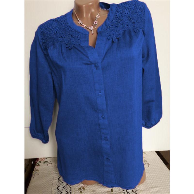 Lace Embroidery Button Up Blouse