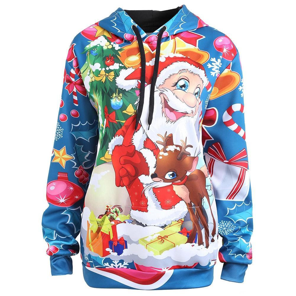 Santa and Reindeer Plus Size Hoodie