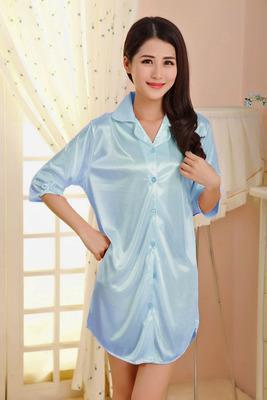 Satiny Oversized Button Up Sleep Shirt