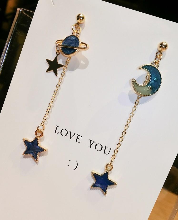 Make a Wish Starry Night Drop Earrings-Blue-Theone Apparel