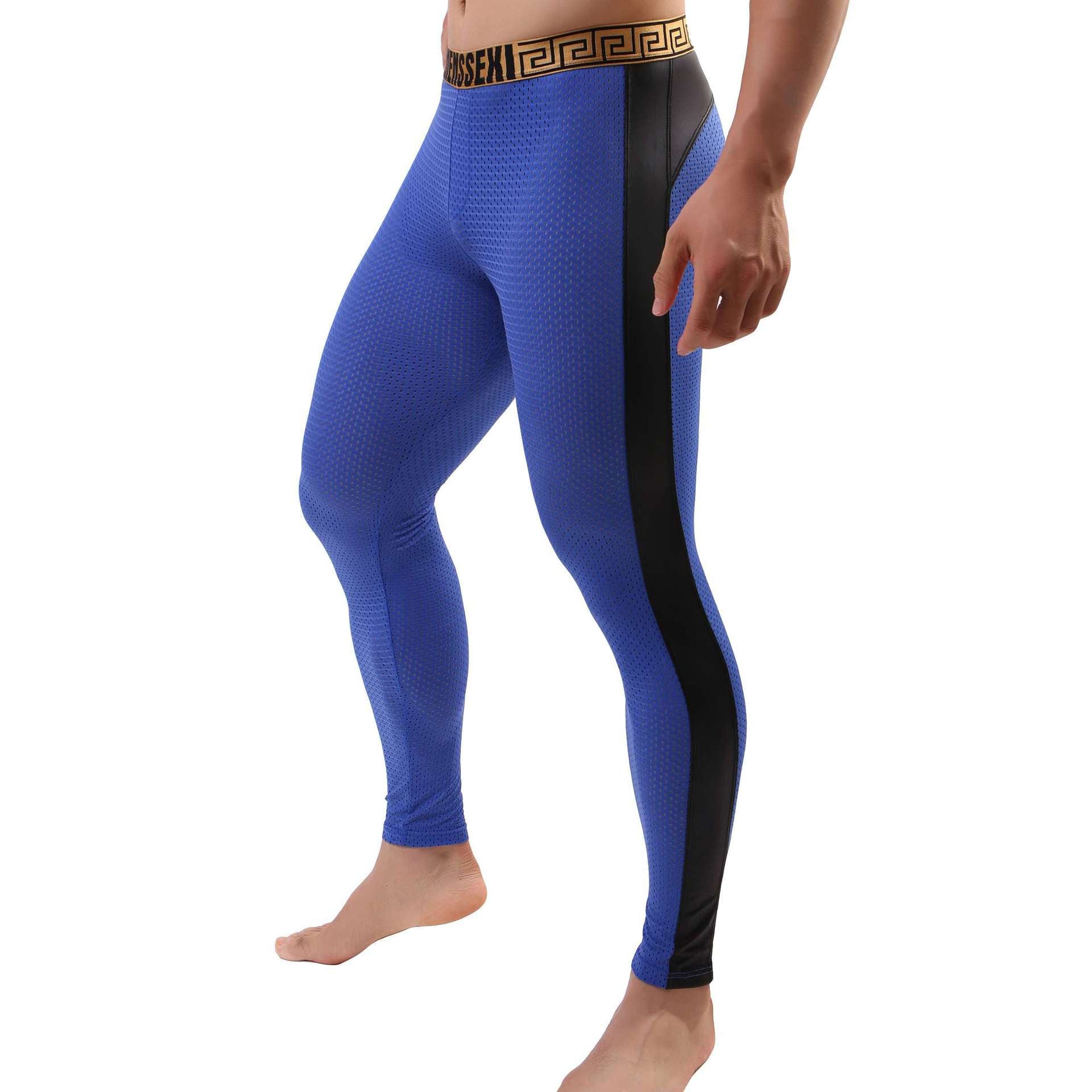 Men's Elastic Waist Leggings-Blue-Theone Apparel