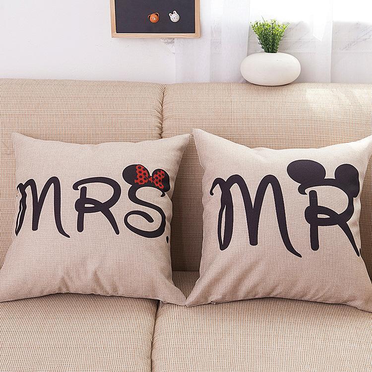 Mr and Mrs Printed Pillow Covers