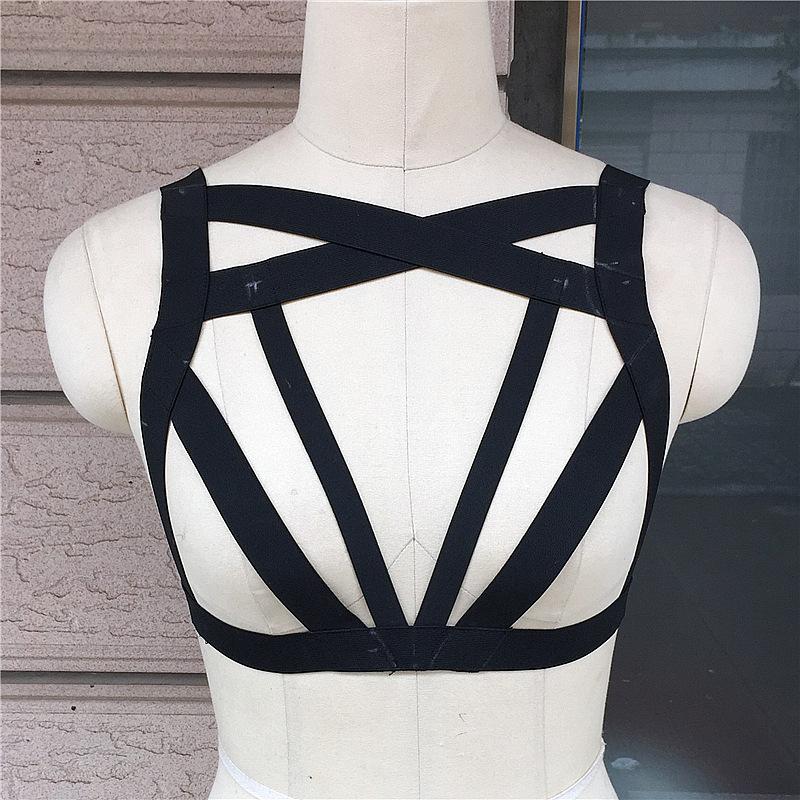 Night Chain Cupless Bondage Bra-Black-Theone Apparel