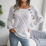 महिलाओं की लंबी आस्तीन ढीली फिट स्वेटर