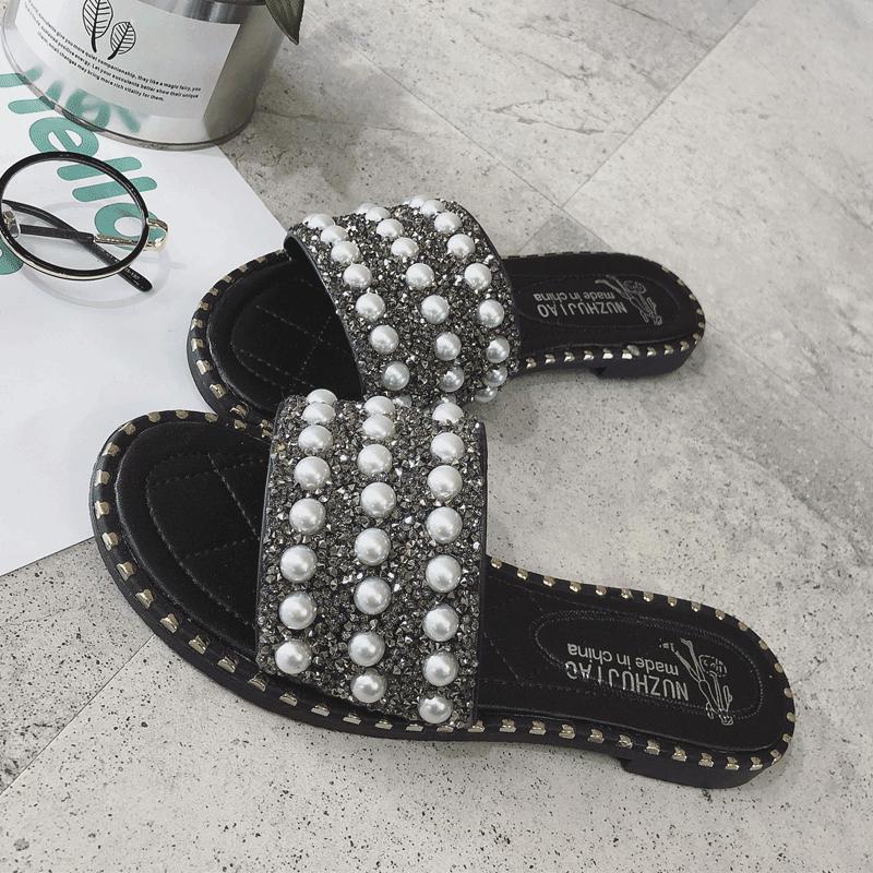 Pearl ingelegde knipperg slippers