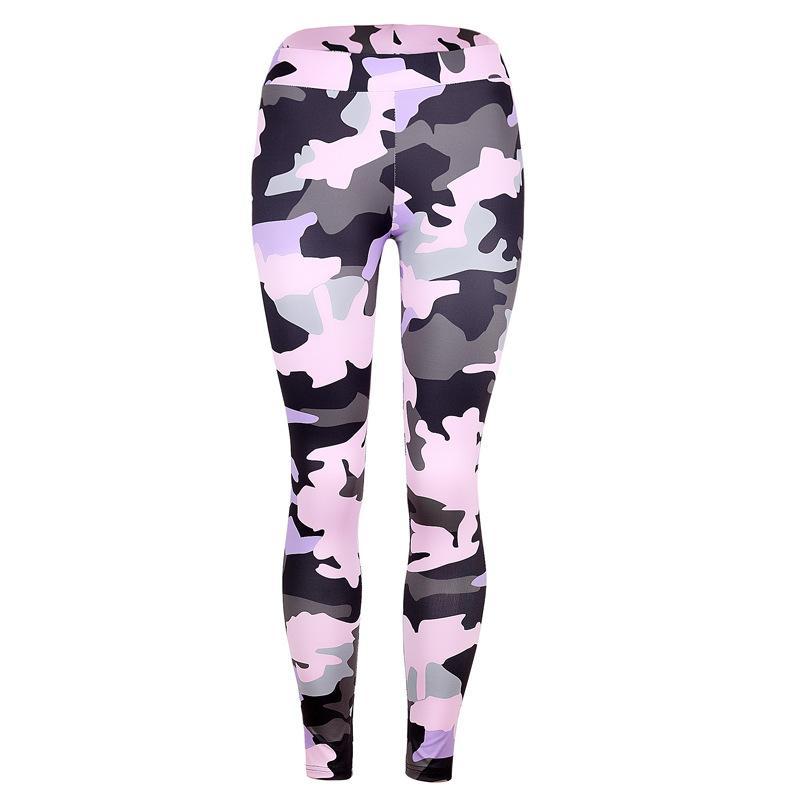 Leggings de academia de academia camuflada em escala de cinza