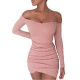 Ruched Off-Shoulder Mini Bodycon Dress