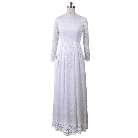 Pleated Lace Sleeve Bridal Gown