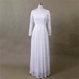 Vestido de novia con mangas de encaje plisado