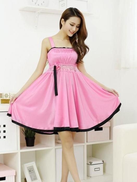 Pleated Mini Dress with Lace-Pink-Theone Apparel