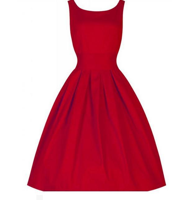 Pleated Scoop Neck A Line Dress-Red-Theone Apparel