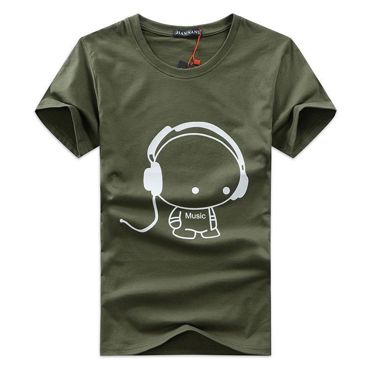 Plug in Headphone Graphic Shirt-Green-Theone Apparel