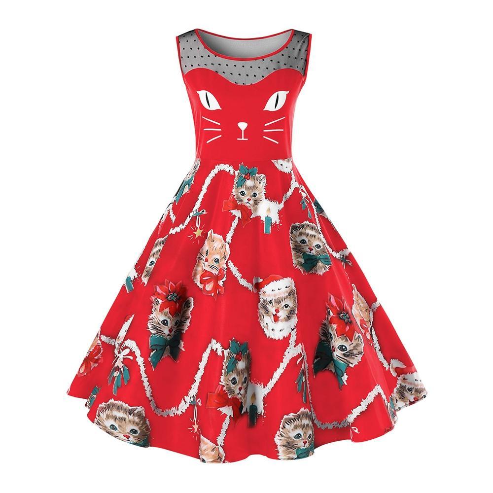 Plus Size Christmas Kitten Dress