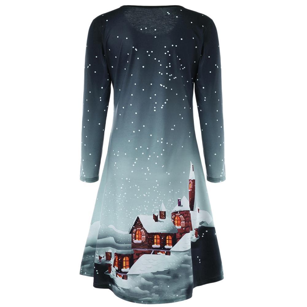 Plus Size Long Sleeve Christmas Dress